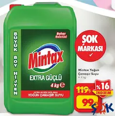 MİNTAX YOĞUN ÇAMAŞIR SUYU 4 L fiyat ve kampanya bilgisi
